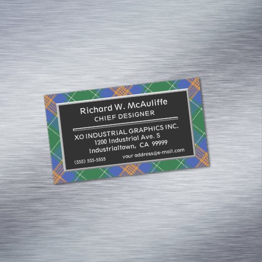 Irish Accent Clan MacAuliffe McAuliffe Tartan Magnetische Visitenkarte (Beispiel)