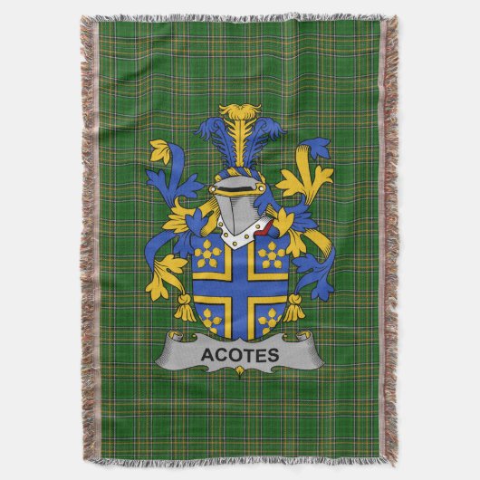Irish Acotes Coat of Arms Familienwappen Irland Decke (Vorderseite Vertikal)