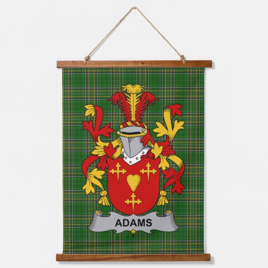 Irish Adams Coat of Arms Family Crest Wandteppich Mit Holzrahmen (Vorderseite)