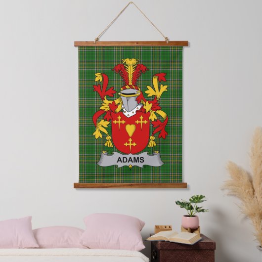 Irish Adams Coat of Arms Family Crest Wandteppich Mit Holzrahmen (Schlafzimmer)