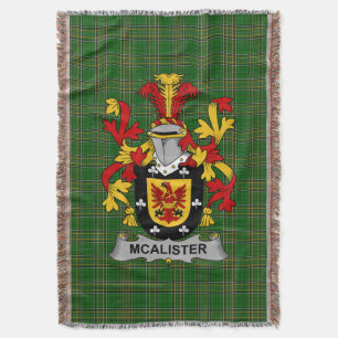 Irish Alister oder McAlister Coat of Arms Family Decke