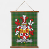 Irish Allen Coat of Arms Family Crest Wandteppich Mit Holzrahmen (Vorderseite)