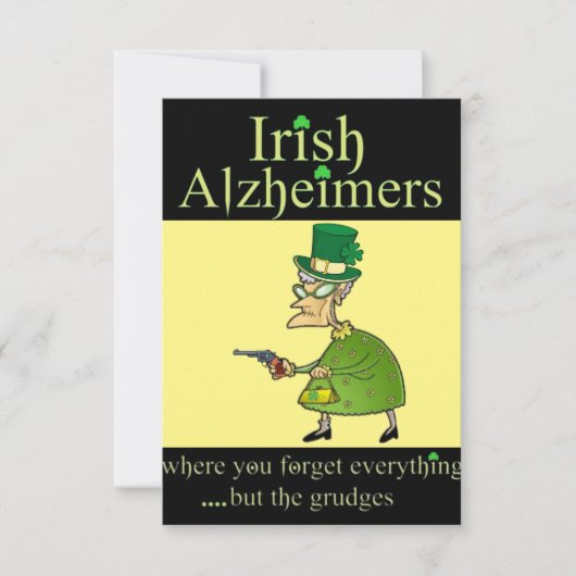 Irish Alzheimer's Humore St. Patrick's Day Mitteilungskarte (Vorderseite)