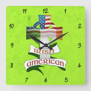 Irish American Celtic Cross Square Clock Quadratische Wanduhr