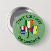 Irish American Fags Kleeblatt Ihr Name Button (Vorne & Hinten)