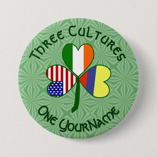 Irish American Fags Kleeblatt Ihr Name Button (Vorderseite)