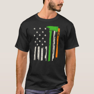 Irish American Firefighter Flag and Ax  T-Shirt