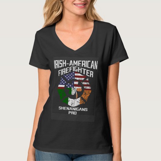 Irish American Firefighter Shenanigans Pro St Patr T-Shirt (Vorderseite)