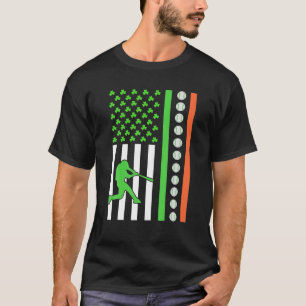 Irish American Flag Baseball Player St. Patrick's T-Shirt