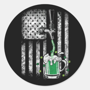 Irish American Flag Beer Kleeblatt St Patrick's Runder Aufkleber