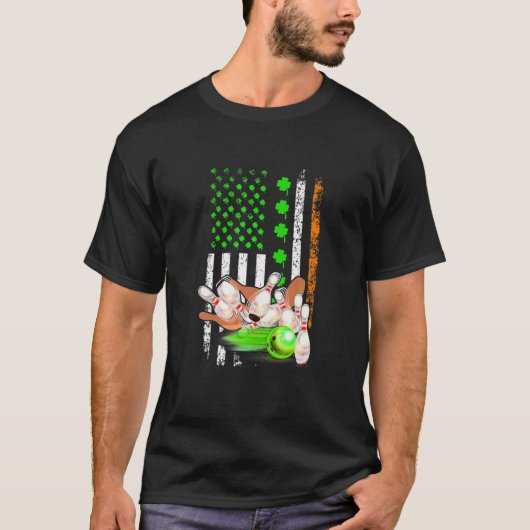 Irish American Flag Bowling Ball St. Patrick's Day T-Shirt (Vorderseite)