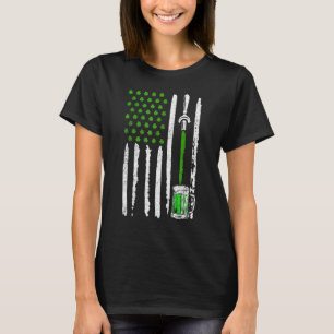 Irish American Flag Draft Beer Kleeblatt St Patric T-Shirt