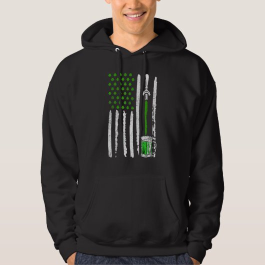 Irish American Flag Draft Beer Shamrock St Patrick Hoodie (Vorderseite)