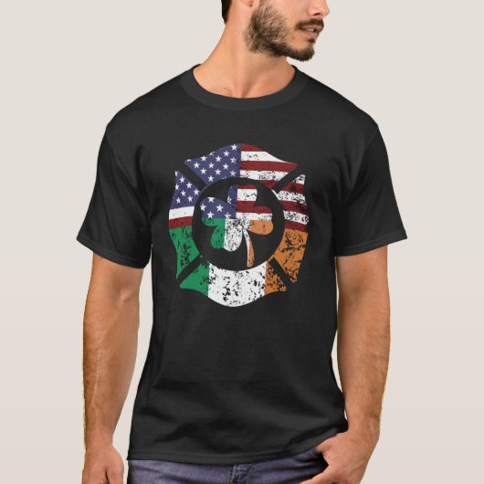 Irish American Flag Firefighter St Patricks Day Sh T-Shirt (Vorderseite)