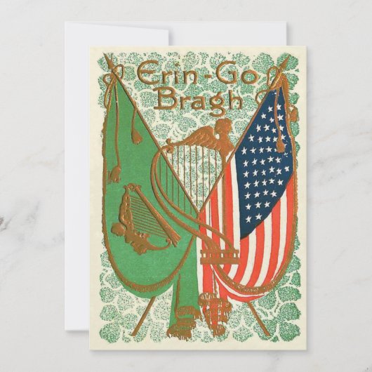 Irish American Flag Harp of Erin Kleeblatt Einladung (Vorderseite)