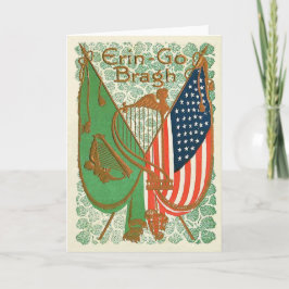 Irish American Flag Harp of Erin Kleeblatt Karte