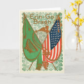 Irish American Flag Harp of Erin Kleeblatt Karte (Gelbe Blume)