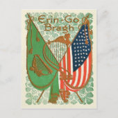 Irish American Flag Harp of Erin Kleeblatt Postkarte (Vorderseite)