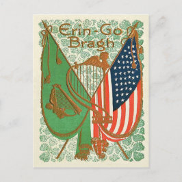 Irish American Flag Harp of Erin Kleeblatt Postkarte