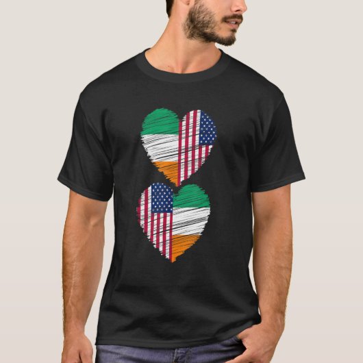 Irish American Flag Heart Dual Citizen Pride_3 T-Shirt (Vorderseite)