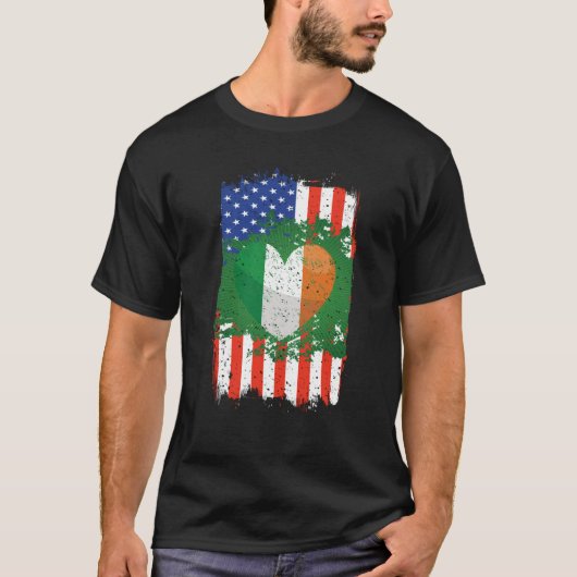 Irish American Flag Heart St Patricks Day Men Wome T-Shirt (Vorderseite)