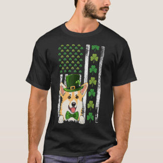 Irish American Flag Ireland Vintag Corgi ST PATRI T-Shirt