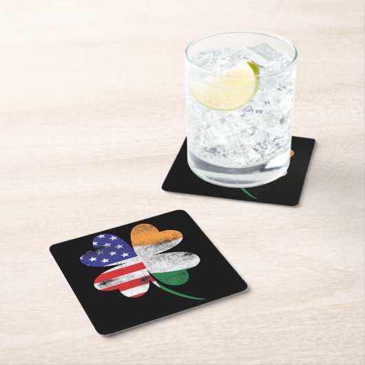 IRISH AMERICAN FLAG Irland Kleeblatt Rechteckiger Pappuntersetzer (Vor Ort)