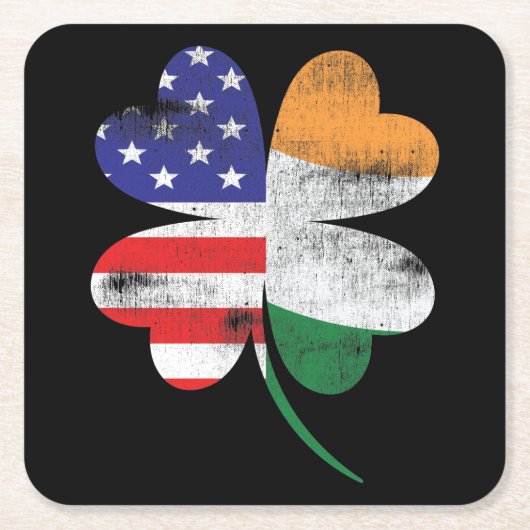 IRISH AMERICAN FLAG Irland Kleeblatt Rechteckiger Pappuntersetzer (Vorderseite)
