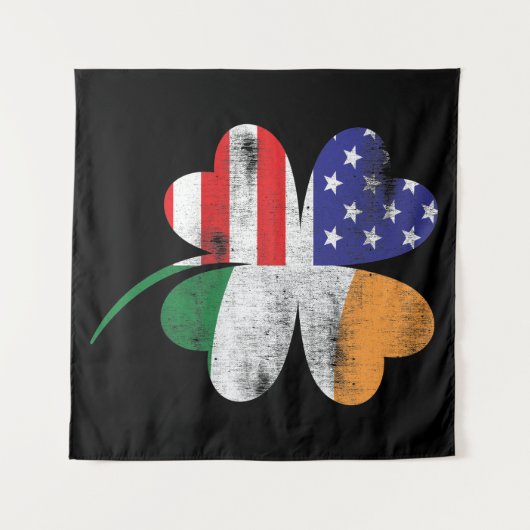IRISH AMERICAN FLAG Irland Kleeblatt Wandteppich (Vorderseite (Horizontal))