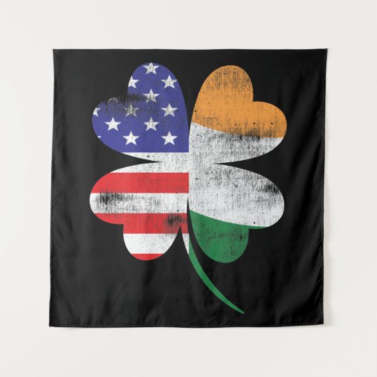 IRISH AMERICAN FLAG Irland Kleeblatt Wandteppich (Vorderseite)