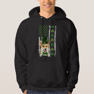 Irish American Flag Irland Vintag Corgi St Patri Hoodie