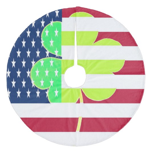 Irish American Flag Kleeblatt Clover St. Patrick Fleece Weihnachtsbaumdecke (Vorderseite)