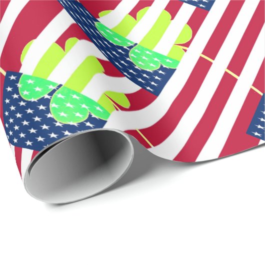 Irish American Flag Kleeblatt Clover St. Patrick Geschenkpapier (Rolleneckpunkt)