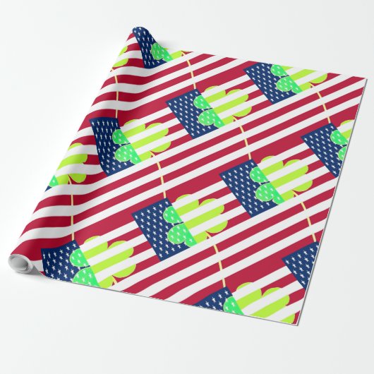 Irish American Flag Kleeblatt Clover St. Patrick Geschenkpapier (Ungerollt)