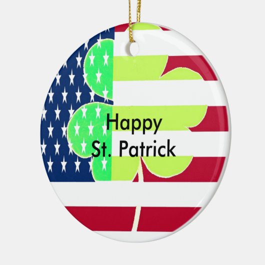 Irish American Flag Kleeblatt Clover St. Patrick Keramik Ornament (Links)