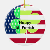 Irish American Flag Kleeblatt Clover St. Patrick Keramik Ornament (Hinten)