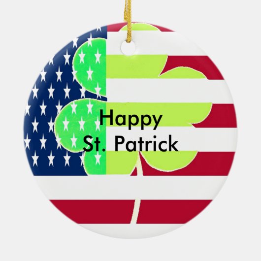 Irish American Flag Kleeblatt Clover St. Patrick Keramik Ornament (Hinten)