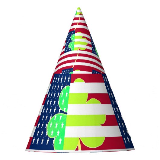 Irish American Flag Kleeblatt Clover St. Patrick Partyhütchen (Vorderseite)