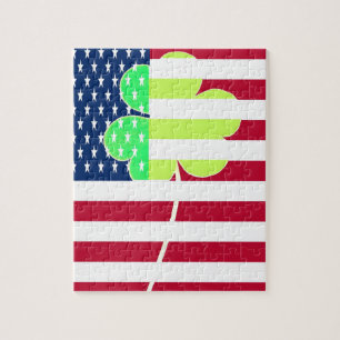 Irish American Flag Kleeblatt Clover St. Patrick Puzzle