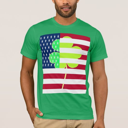 Irish American Flag Kleeblatt Clover St. Patrick T-Shirt (Vorderseite)