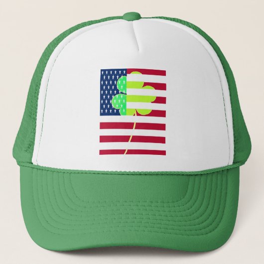 Irish American Flag Kleeblatt Clover St. Patrick Truckerkappe (Vorderseite)