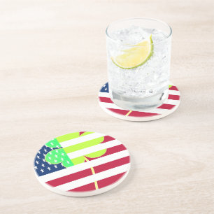 Irish American Flag Kleeblatt Clover St. Patrick Untersetzer