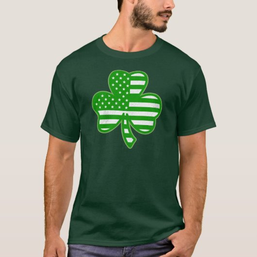 Irish American Flag Kleeblatt St Patricks Day Gree T-Shirt (Vorderseite)