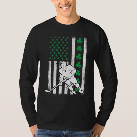 Irish American Flag Lucky Hockey St. Patrick's Day T-Shirt (Vorderseite)