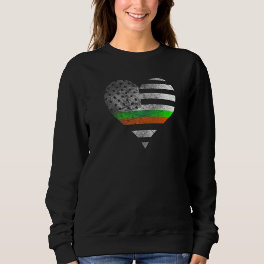 Irish American flag Patrick's day love heart Irela Sweatshirt (Vorderseite)
