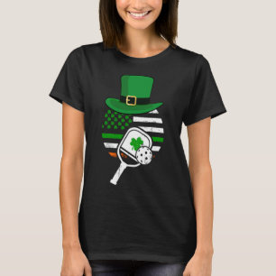Irish American Flag Pickleball Kleeblatt Vintag Di T-Shirt