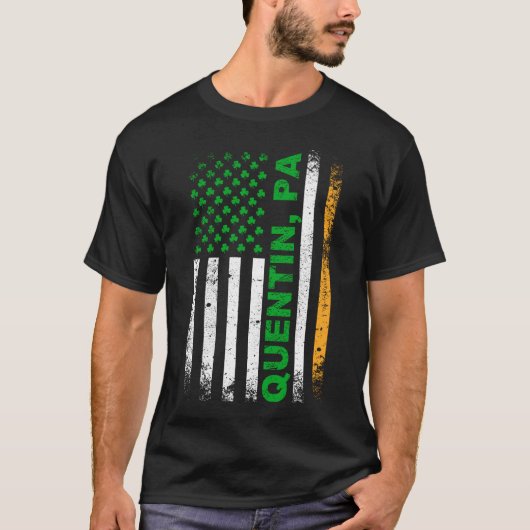 Irish American Flag QUENTIN, PA T-Shirt (Vorderseite)