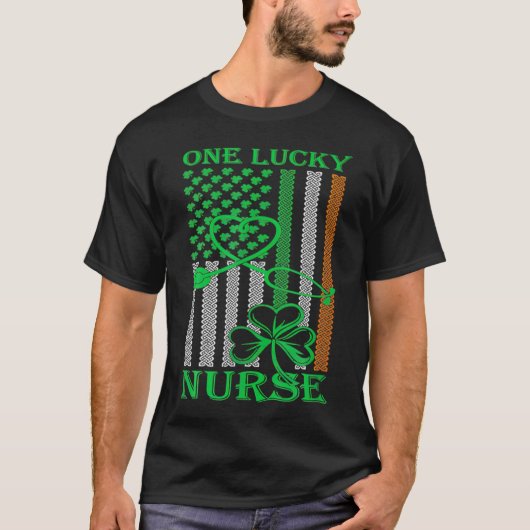 Irish-American-Flag St. Patrick's Day One Lucky Ki T-Shirt (Vorderseite)