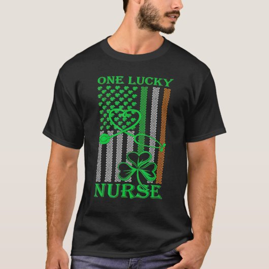 Irish American Flag St Patrick's Day One Lucky Nur T-Shirt (Vorderseite)
