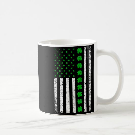 Irish American Flag St. Patrick's Day Shamrock Kaffeetasse (Rechts)